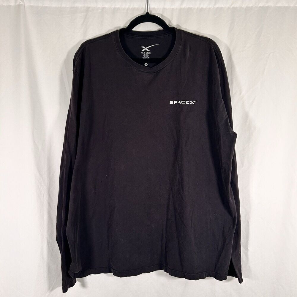 Space X F9 Shirt Unisex 2X Black Long Sleeve Crew Neck 100% Cotton Pullover